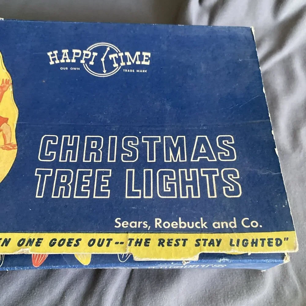 Vintage 2 Wire Christmas Tree Light Strand C-9 Sears-Roebuck Original Box